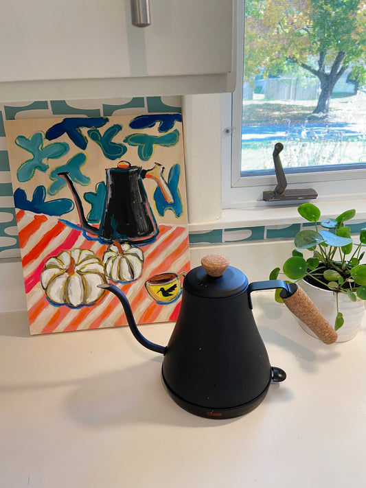 White pumpkins and tea.